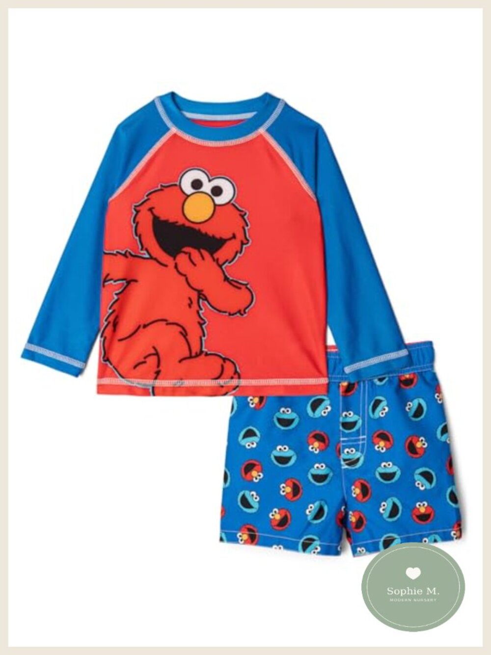 Boys Rash Guard & Swim Trunks 2-Piece Set UPF 50+ Long Sleeve Toddler